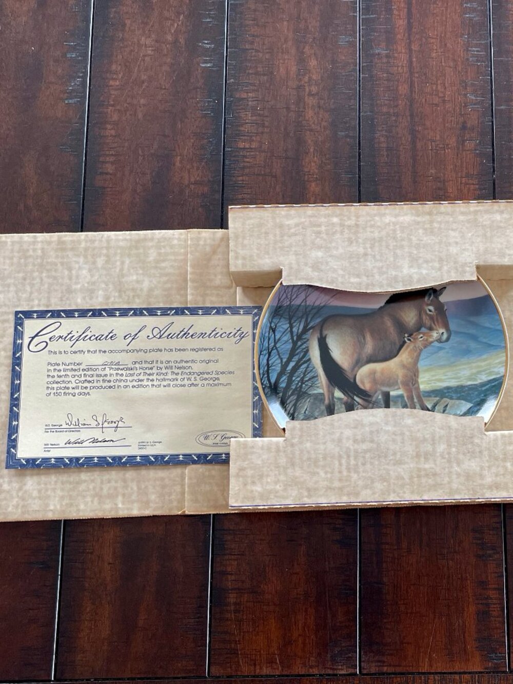 Bradford Exchange Przewalski's Horse Plate COA Box Will Nelson Endangered Specie